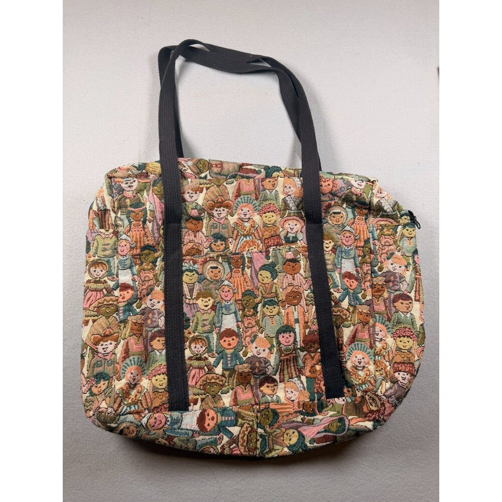 Vintage Little People Tapestry Laptop bag Its a Small world Boho Bag